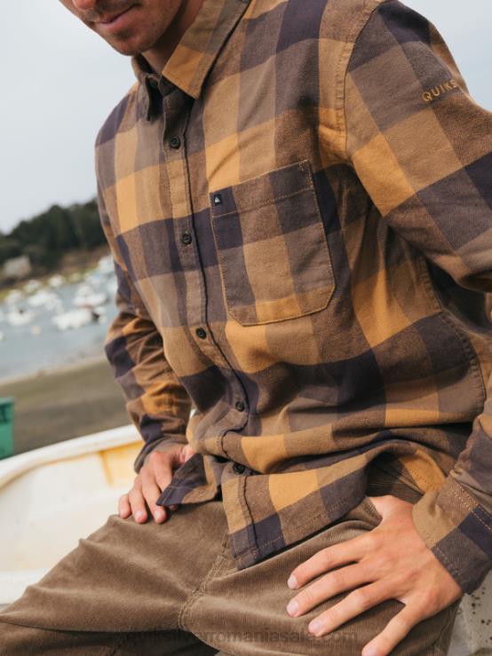 mușcă de zahăr brun cămașă de flanel cu mânecă lungă mama mucă XT6B1574 bărbați Quiksilver
