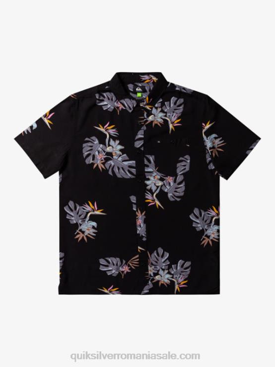 negru floral ss cămașa florală cu mânecă scurtă XT6B649 bărbați Quiksilver