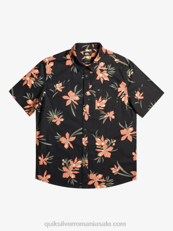 negru holizat cămașă cu mânecă scurtă XT6B1087 bărbați Quiksilver