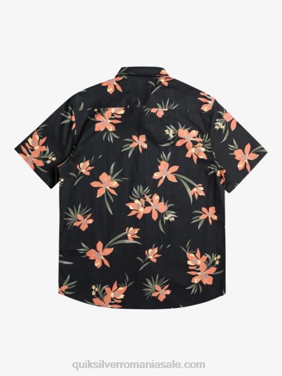negru holizat cămașă cu mânecă scurtă XT6B1087 bărbați Quiksilver