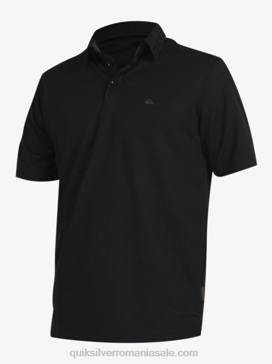 negru tricou polo waterman cu mânecă scurtă XT6B98 bărbați Quiksilver