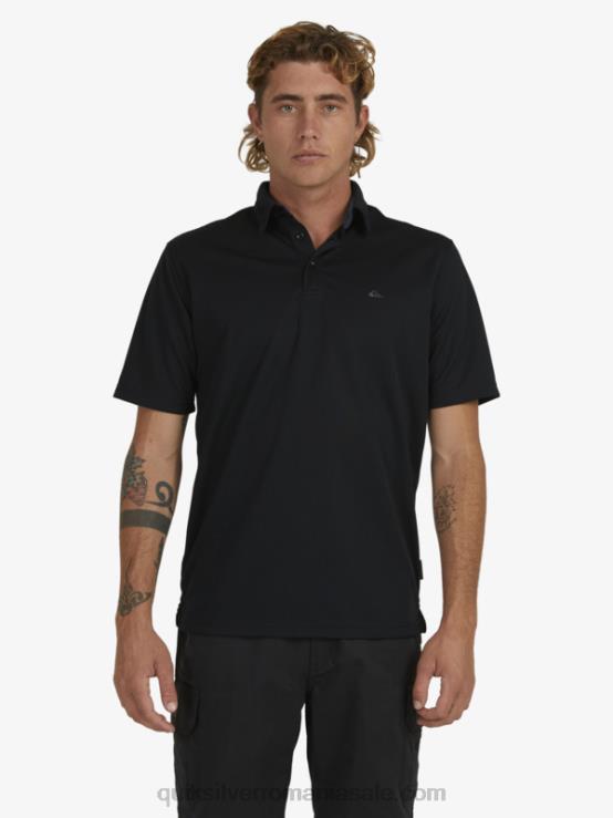 negru tricou polo waterman cu mânecă scurtă XT6B98 bărbați Quiksilver