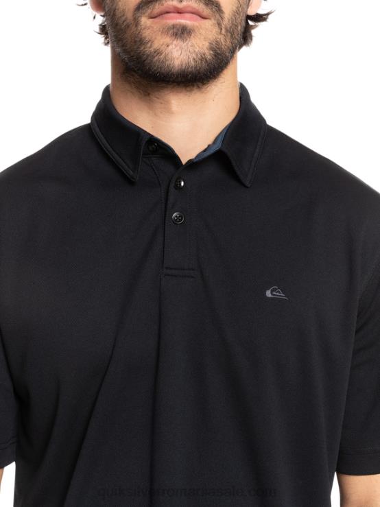 negru tricou polo waterman cu mânecă scurtă XT6B98 bărbați Quiksilver