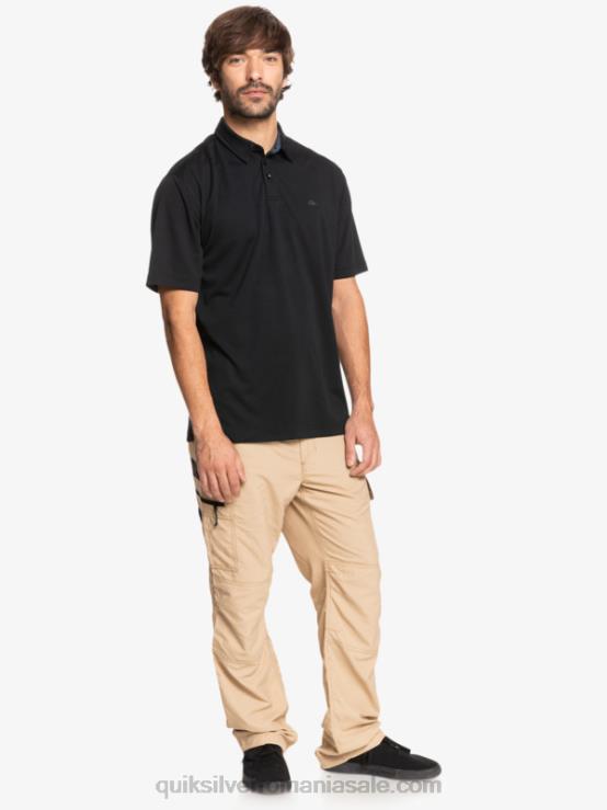 negru tricou polo waterman cu mânecă scurtă XT6B98 bărbați Quiksilver
