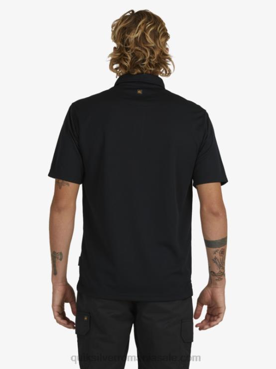 negru tricou polo waterman cu mânecă scurtă XT6B98 bărbați Quiksilver