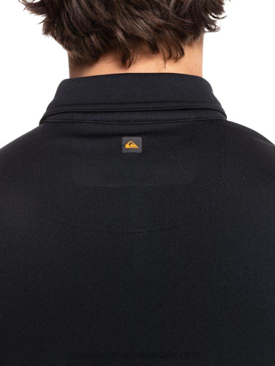 negru tricou polo waterman cu mânecă scurtă XT6B98 bărbați Quiksilver