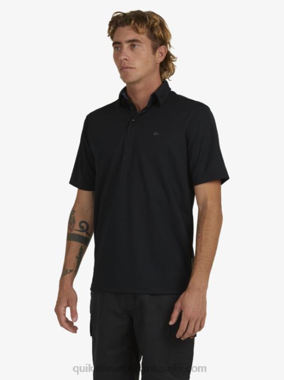 negru tricou polo waterman cu mânecă scurtă XT6B98 bărbați Quiksilver
