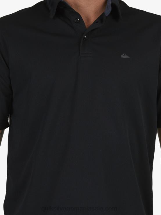 negru tricou polo waterman cu mânecă scurtă XT6B98 bărbați Quiksilver
