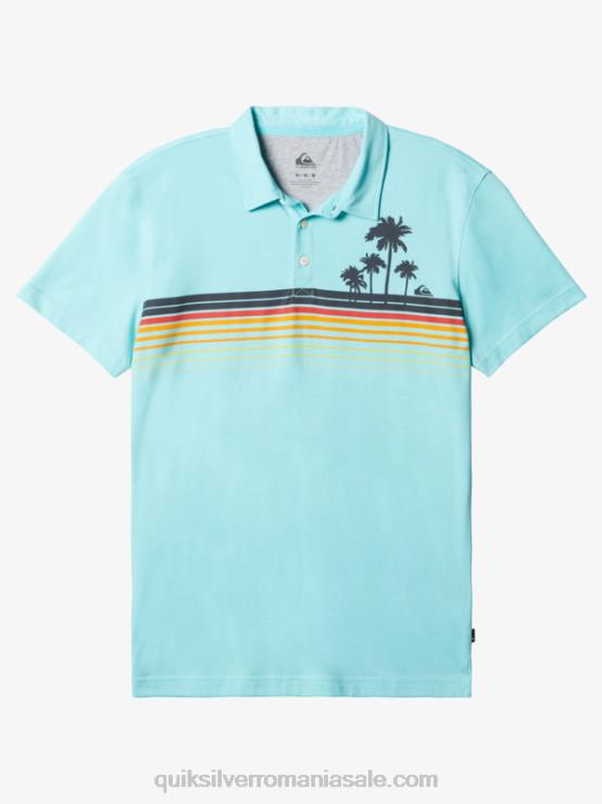 înger albastru tricou polo cu mânecă scurtă stripe lite XT6B749 bărbați Quiksilver