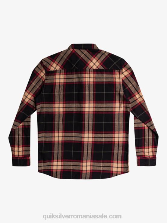 întindere de tei negru cămașă din flanel stretch cu mânecă lungă XT6B1428 bărbați Quiksilver
