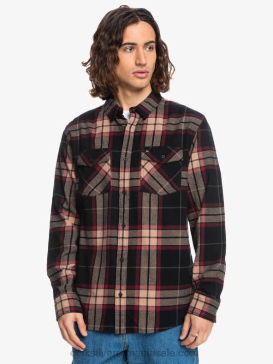 întindere de tei negru cămașă din flanel stretch cu mânecă lungă XT6B1428 bărbați Quiksilver