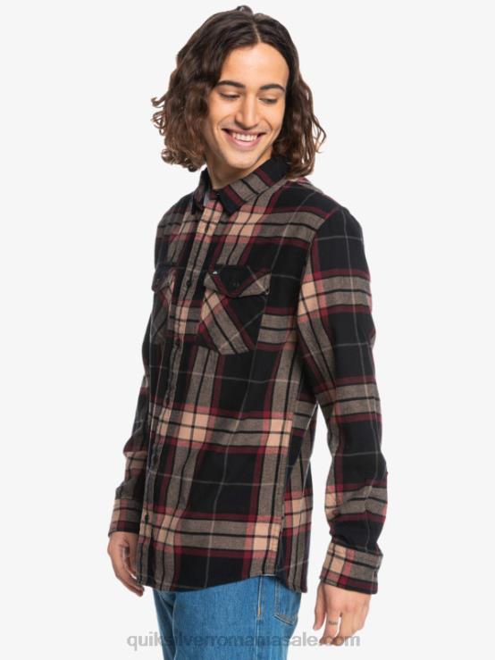 întindere de tei negru cămașă din flanel stretch cu mânecă lungă XT6B1428 bărbați Quiksilver