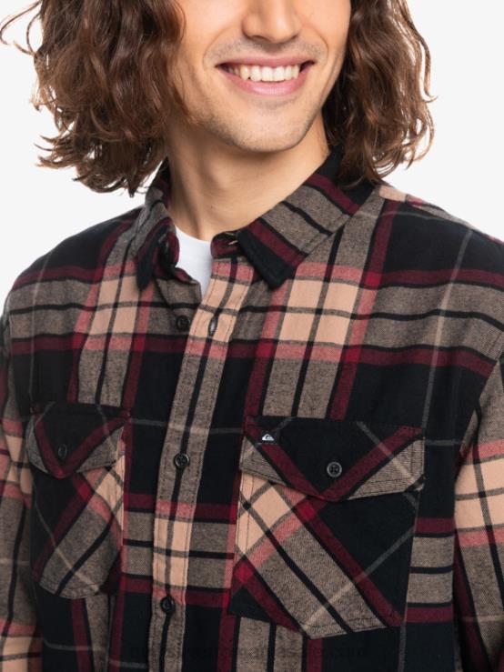 întindere de tei negru cămașă din flanel stretch cu mânecă lungă XT6B1428 bărbați Quiksilver