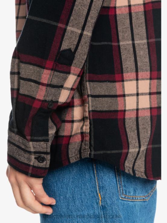 întindere de tei negru cămașă din flanel stretch cu mânecă lungă XT6B1428 bărbați Quiksilver