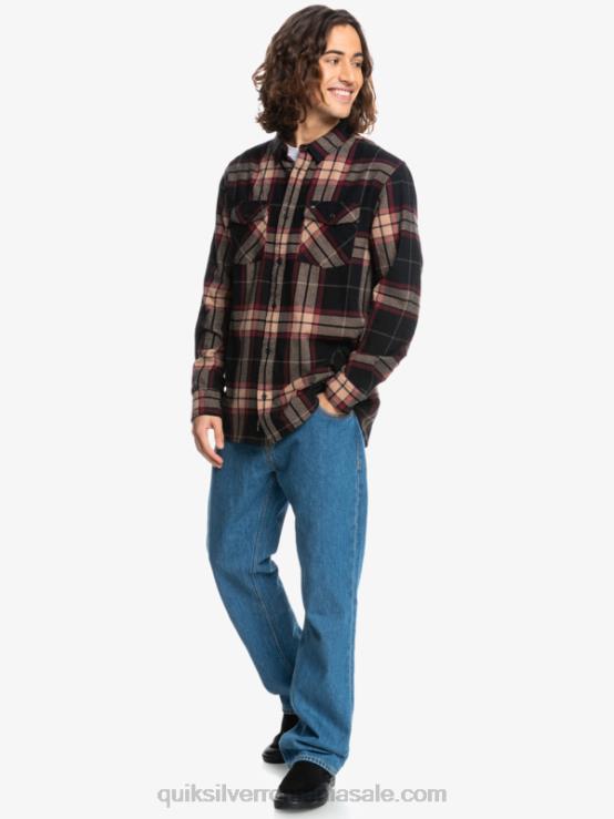 întindere de tei negru cămașă din flanel stretch cu mânecă lungă XT6B1428 bărbați Quiksilver