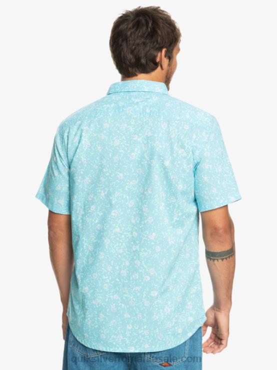 puf moale albastru cer cămașă cu mânecă scurtă moale XT6B1230 bărbați Quiksilver