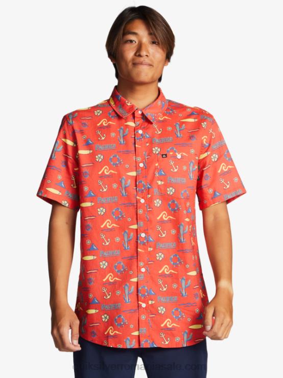 roșu pacific quiksilver cămașă cu mânecă scurtă XT6B16 bărbați Quiksilver x Pacifico