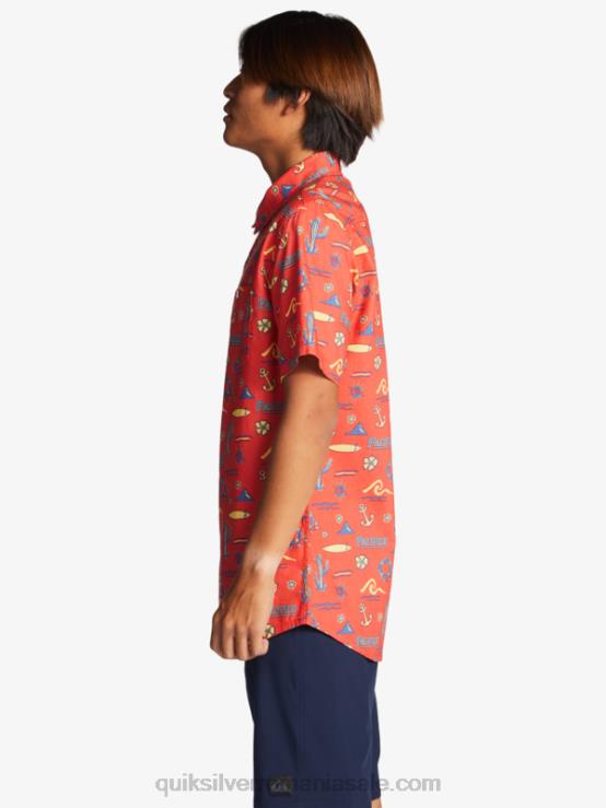 roșu pacific quiksilver cămașă cu mânecă scurtă XT6B16 bărbați Quiksilver x Pacifico