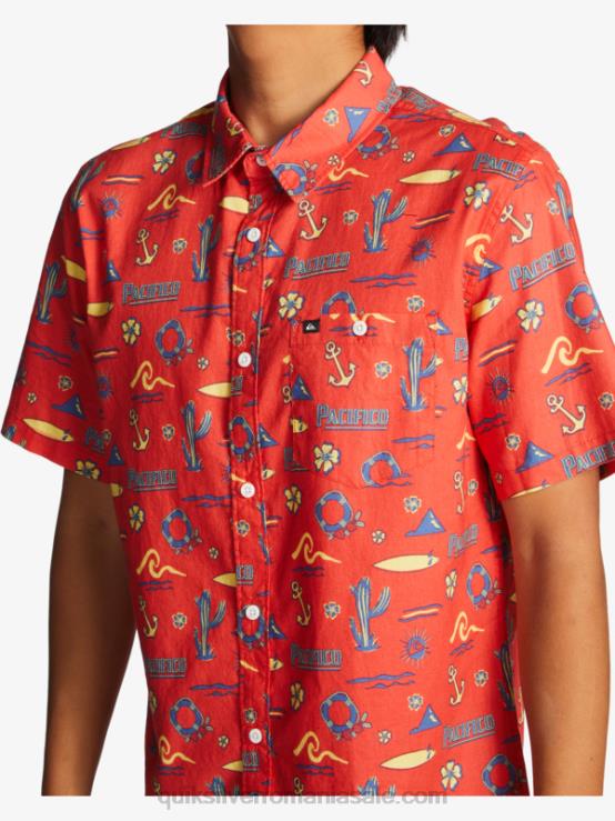 roșu pacific quiksilver cămașă cu mânecă scurtă XT6B16 bărbați Quiksilver x Pacifico