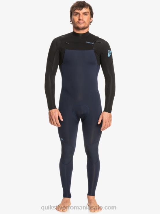 bleumarin închis/negru 3/2 sesiuni de zi cu zi costum de neopren cu fermoar pe piept XT6B1278 bărbați Quiksilver