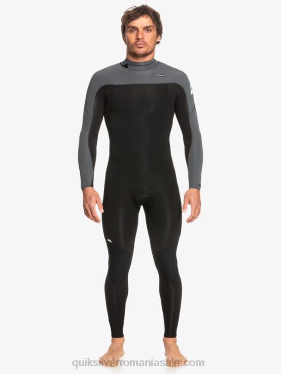 negru/metal armat 3/2 sesiuni de zi cu zi, costum de neopren cu fermoar la spate XT6B926 bărbați Quiksilver