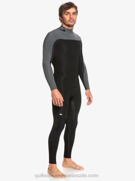 negru/metal armat 3/2 sesiuni de zi cu zi, costum de neopren cu fermoar la spate XT6B926 bărbați Quiksilver