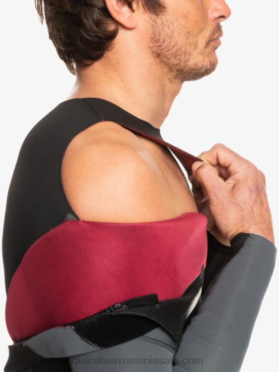 negru/metal armat 3/2 sesiuni de zi cu zi, costum de neopren cu fermoar la spate XT6B926 bărbați Quiksilver