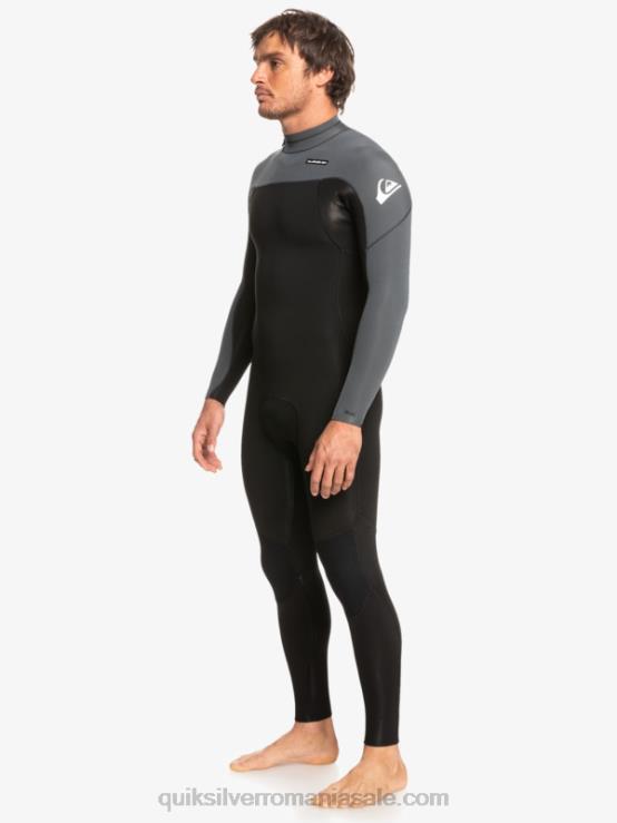 negru/metal armat 3/2 sesiuni de zi cu zi, costum de neopren cu fermoar la spate XT6B926 bărbați Quiksilver