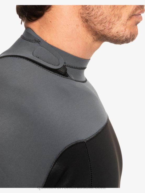 negru/metal armat 3/2 sesiuni de zi cu zi, costum de neopren cu fermoar la spate XT6B926 bărbați Quiksilver