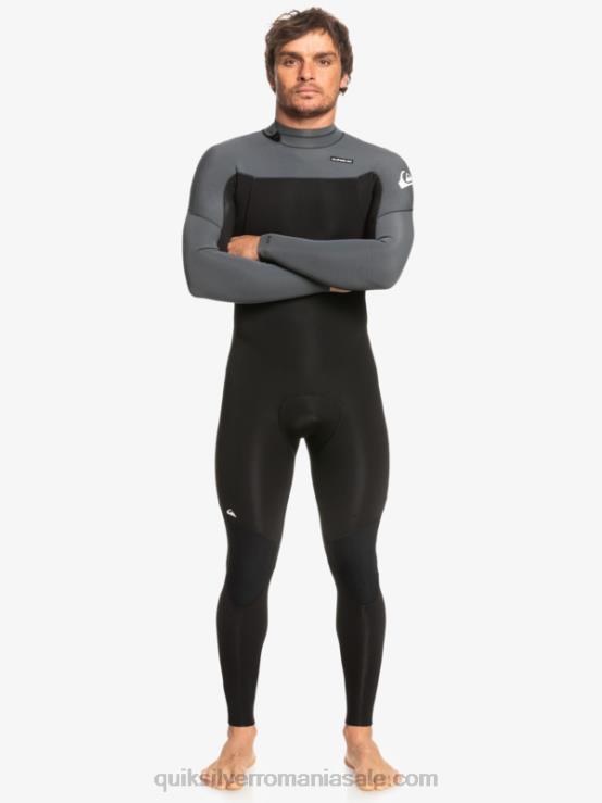 negru/metal armat 3/2 sesiuni de zi cu zi, costum de neopren cu fermoar la spate XT6B926 bărbați Quiksilver
