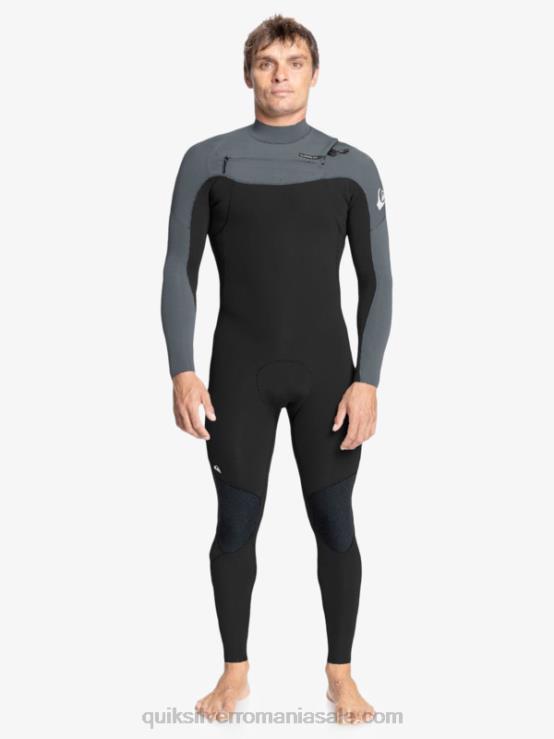 negru/metal armat 3/2 sesiuni de zi cu zi costum de neopren cu fermoar pe piept XT6B1279 bărbați Quiksilver
