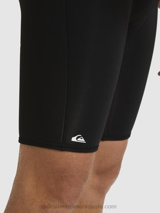 negru/metal armat Costum de primăvară cu mânecă scurtă și fermoar la spate pentru sesiuni de zi cu zi de 2/2 mm XT6B1433 bărbați Quiksilver