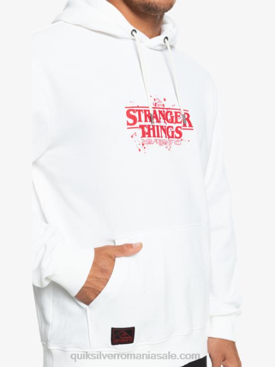 alb hanorac cu logo oficial lucruri XT6B1807 bărbați Quiksilver x Stranger