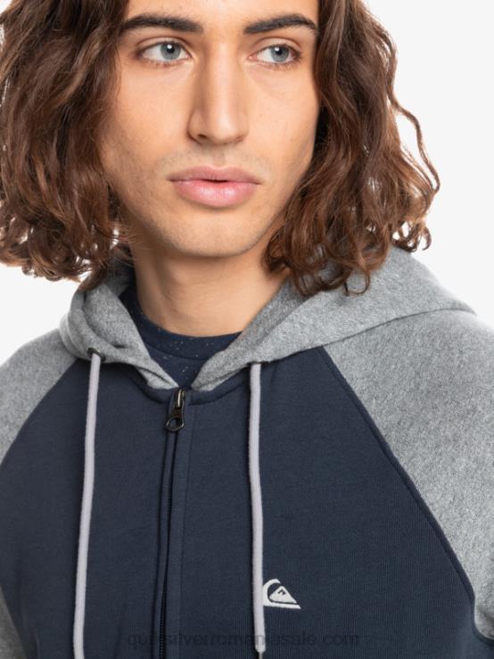 gri deschis negru/negru hanorac cu fermoar cu glugă XT6B1514 bărbați Quiksilver