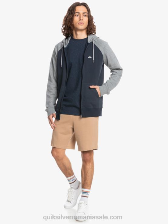 gri deschis negru/negru hanorac cu fermoar cu glugă XT6B1514 bărbați Quiksilver