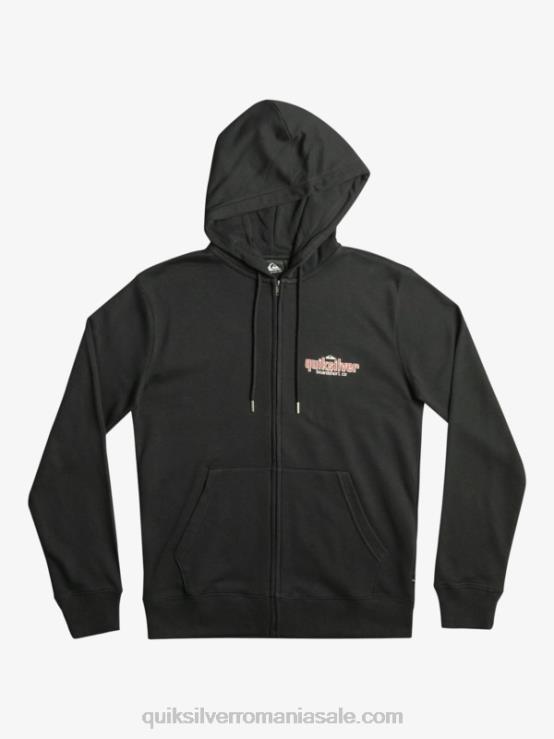 negru hanorac cu fermoar cu cuvinte XT6B1149 bărbați Quiksilver