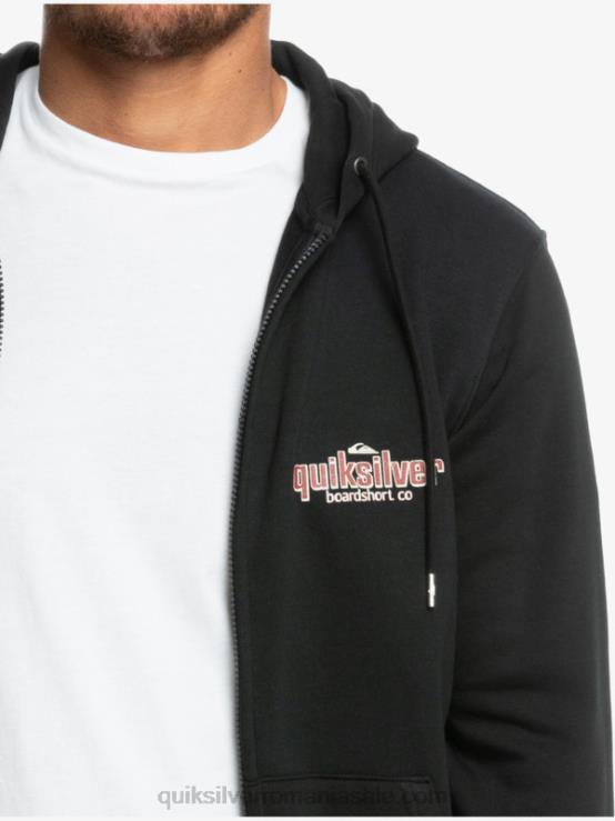 negru hanorac cu fermoar cu cuvinte XT6B1149 bărbați Quiksilver