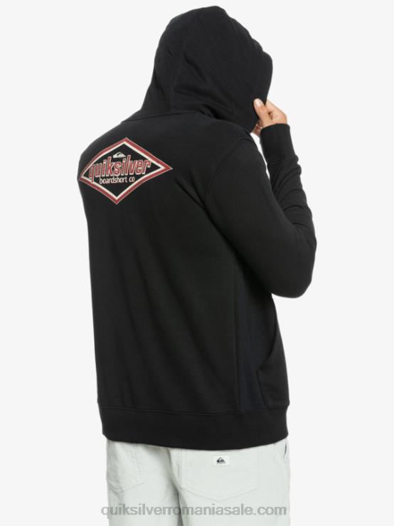 negru hanorac cu fermoar cu cuvinte XT6B1149 bărbați Quiksilver