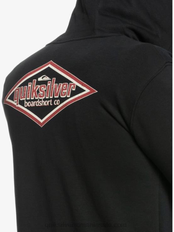 negru hanorac cu fermoar cu cuvinte XT6B1149 bărbați Quiksilver