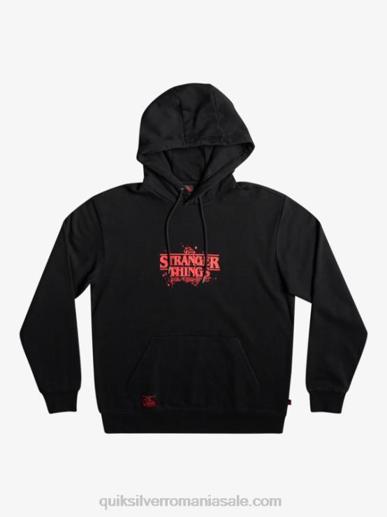 negru hanorac cu logo oficial lucruri XT6B1806 bărbați Quiksilver x Stranger
