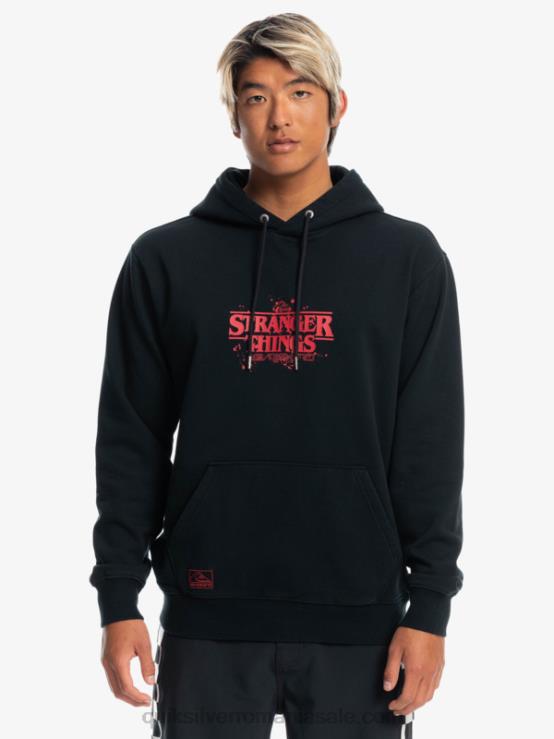 negru hanorac cu logo oficial lucruri XT6B1806 bărbați Quiksilver x Stranger
