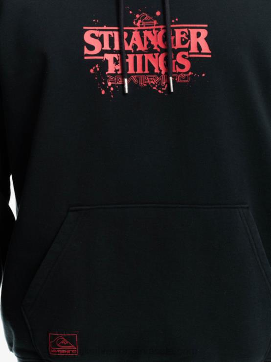 negru hanorac cu logo oficial lucruri XT6B1806 bărbați Quiksilver x Stranger