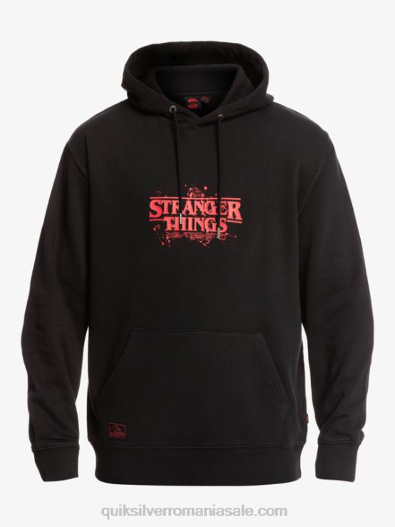 negru hanorac cu logo oficial lucruri XT6B1806 bărbați Quiksilver x Stranger