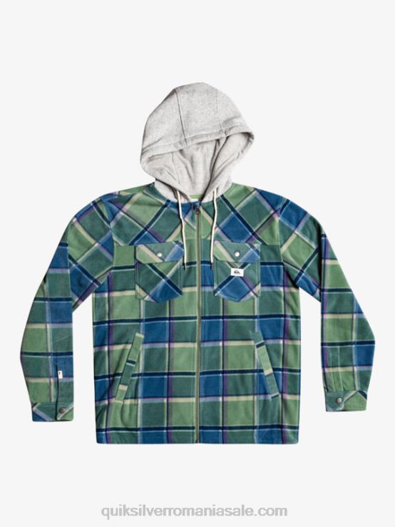 carouri de flanel albastru provencial geacă super umflată din lână, cu fermoar, cu glugă XT6B1473 bărbați Quiksilver