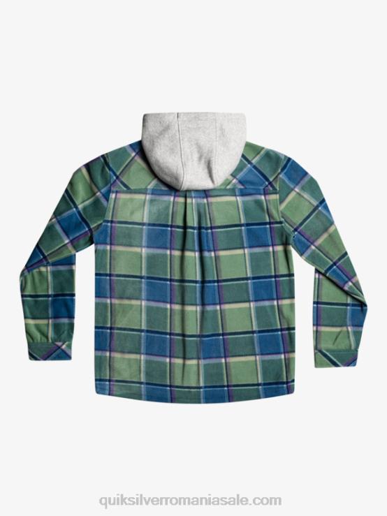 carouri de flanel albastru provencial geacă super umflată din lână, cu fermoar, cu glugă XT6B1473 bărbați Quiksilver