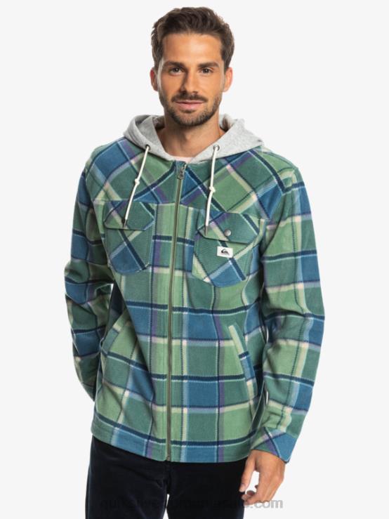 carouri de flanel albastru provencial geacă super umflată din lână, cu fermoar, cu glugă XT6B1473 bărbați Quiksilver
