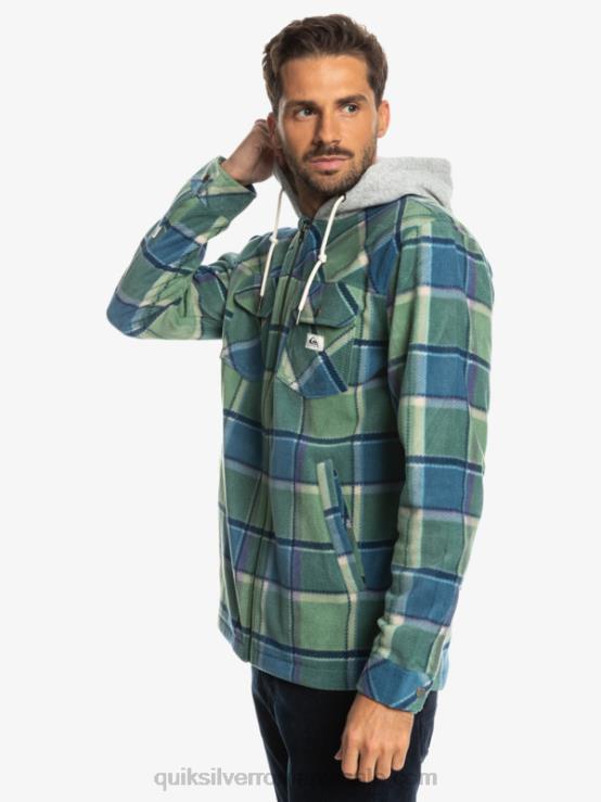 carouri de flanel albastru provencial geacă super umflată din lână, cu fermoar, cu glugă XT6B1473 bărbați Quiksilver