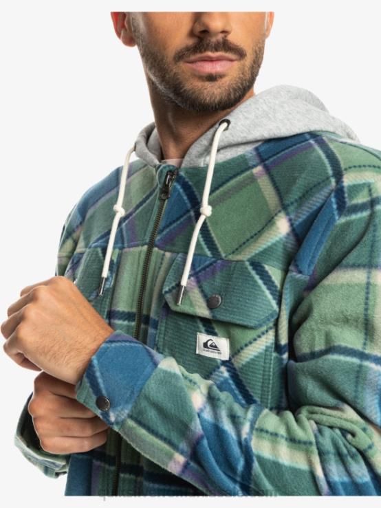 carouri de flanel albastru provencial geacă super umflată din lână, cu fermoar, cu glugă XT6B1473 bărbați Quiksilver