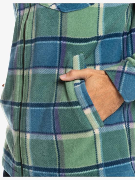 carouri de flanel albastru provencial geacă super umflată din lână, cu fermoar, cu glugă XT6B1473 bărbați Quiksilver