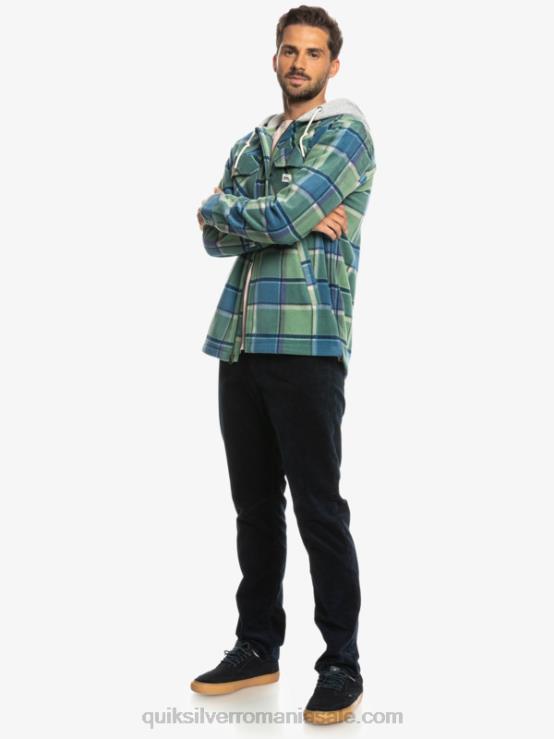 carouri de flanel albastru provencial geacă super umflată din lână, cu fermoar, cu glugă XT6B1473 bărbați Quiksilver